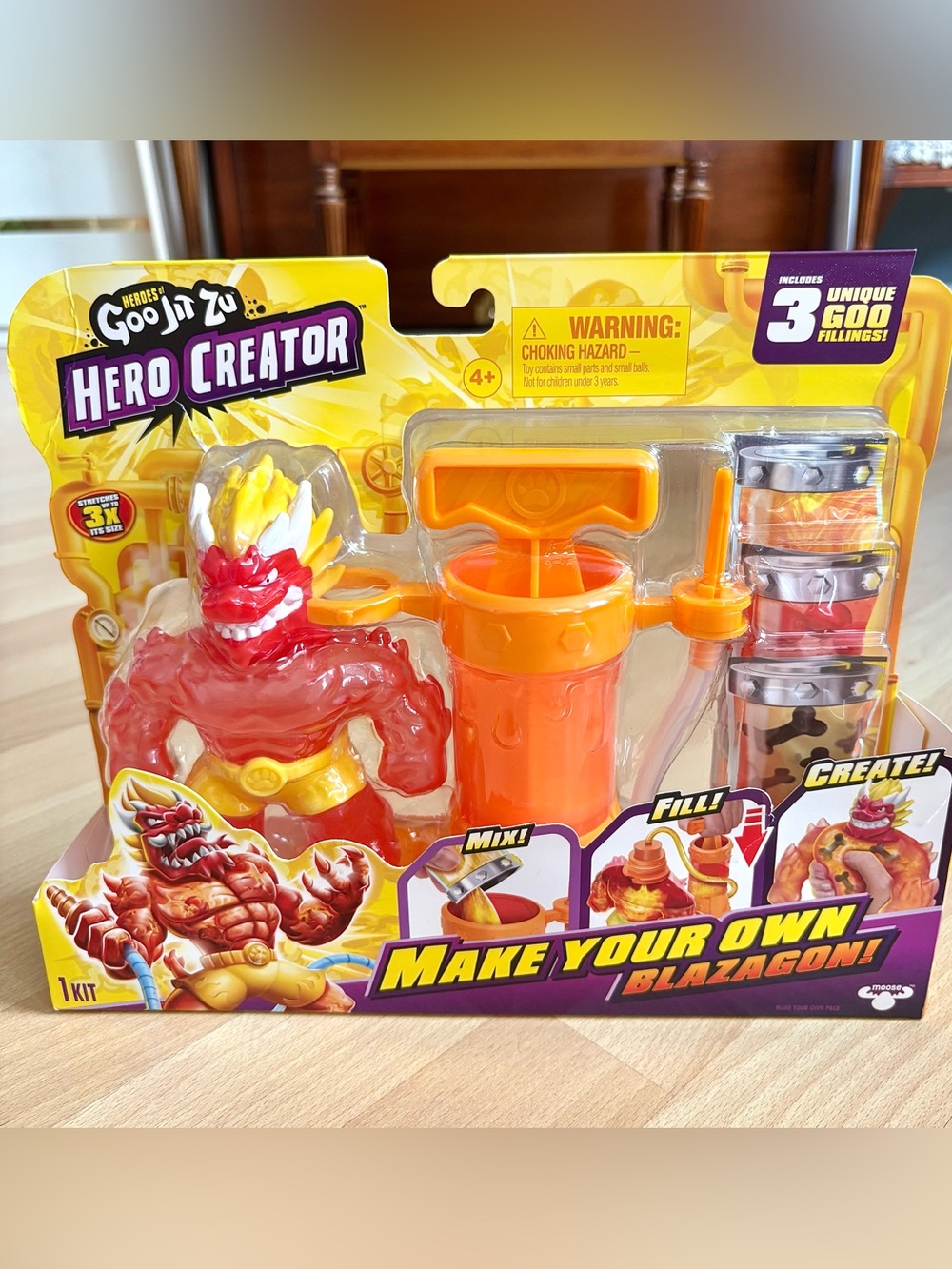 Goo Jit Zu Hero Creator Stretchy Blazagon | 3 Unique Goo Fillings *NEW*